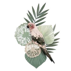 Déco murale décor tropical en fer forgé vert et rose 36x56…