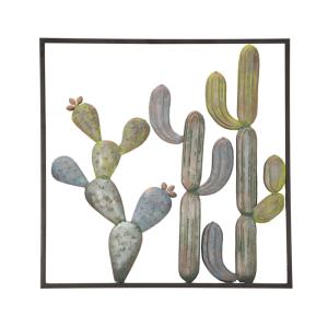 Déco murale en métal multicolore avec cactus 50x1,3x50 cm