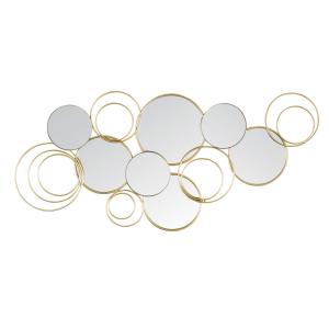 Déco murale en miroir et métal doré 128x60