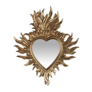 Déco murale ex-voto doré miroir 21.8x26cm