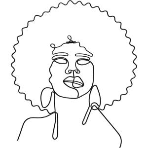 Déco murale femme coupe afro en acier noir H57