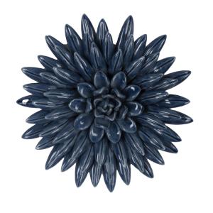 Déco murale fleur céramique bleu 17.4cm