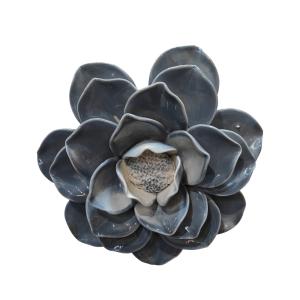 Déco murale fleur céramique bleu 20.5cm