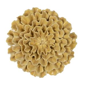 Déco murale fleur céramique jaune 18.4cm