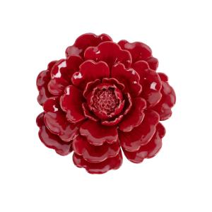 Déco murale fleur céramique rouge 17.2x17.2x4.7cm