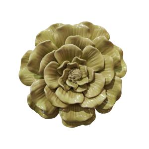 Déco murale fleur céramique vert anis 17.5cm