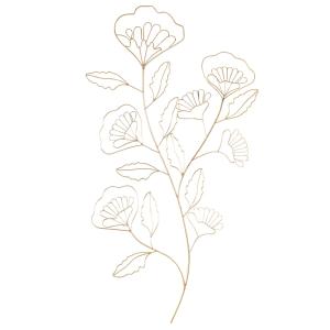 Déco murale fleurs en acier filaire doré 42x71