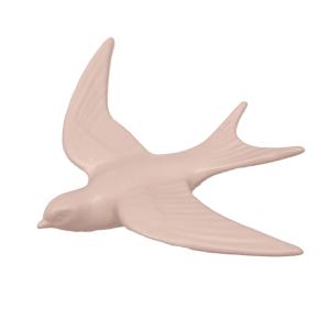 Déco murale hirondelle en résine métal rose 17 x 14