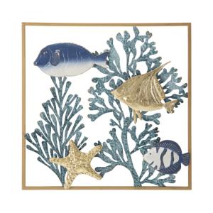 Déco murale mer en métal multicolore 50,2x3,8x50,2 cm