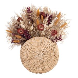 Déco murale panier en fibre de bananier et fleurs séchées m…