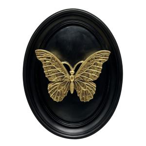 Déco murale papillon noir et doré 20.5x26.5cm