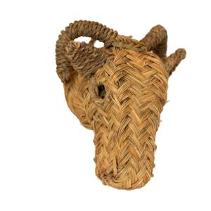 Déco murale petite tête de bouc en paille osier naturel 17x…