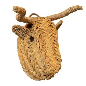 Déco murale petite tête de taureau en paille osier naturel…