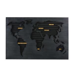 Déco murale porte-bouchons carte du monde en métal noir