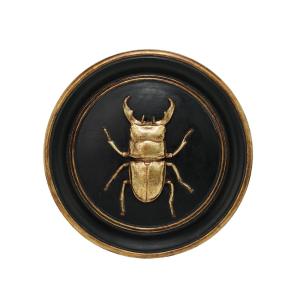 Déco murale ronde lucane noir et doré 20cm