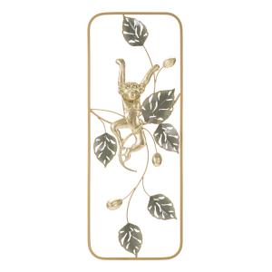 Déco murale singe en métal doré 28,6x3,8x74,3 cm