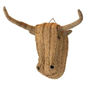Déco murale tête de bœuf en paille xl osier naturel 30 x 55…