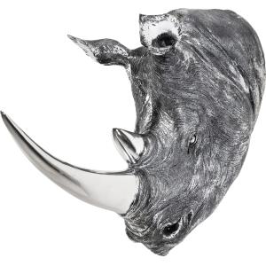 Déco murale tête de rhinocéros en polyrésine grise