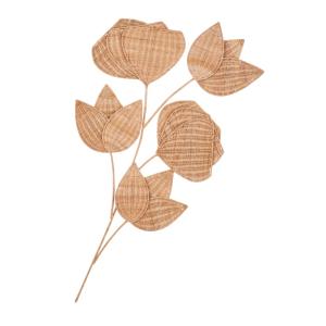 Déco murale tige et fleurs en rotin tressé 64x120