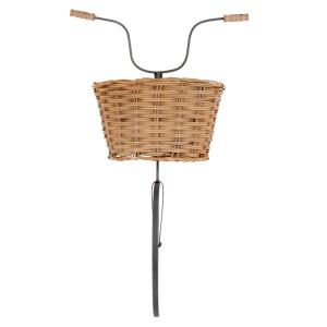 Déco murale vélo en acier noir et rotin, 40x63 cm
