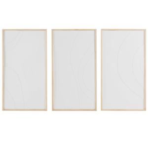Déco murales à reliefs blancs et bois de pin (x3) 60x110