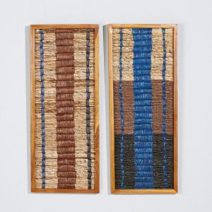 Déco murales en fibre de bananier et bois de teck bleu, mar…