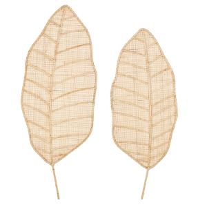 Déco murales feuilles en rotin tressé (x2)