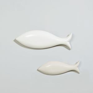 Déco murales poissons beige et blanc (x2)