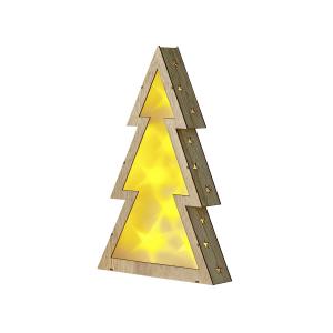 Décoration LED arbre de Noël en bois marron clair 35 cm