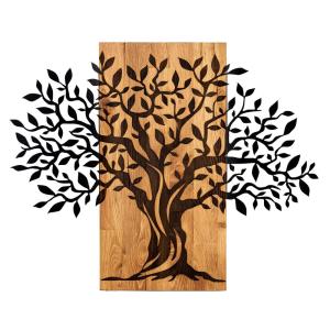 Décoration murale 72x58cm arbre bois naturel et métal noir