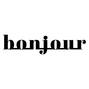 Décoration murale bonjour en métal noir 98x23 cm