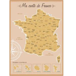Décoration murale carte de France à gratter 52x73cm