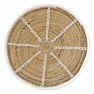 Décoration murale en fibres naturelles et coton blanc 45cm
