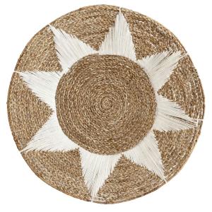 Décoration murale en fibres naturelles et coton blanc 50cm