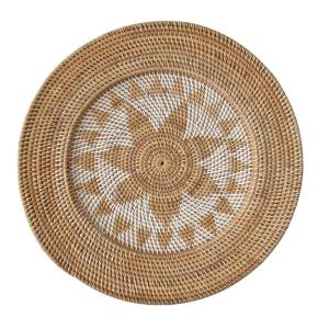 Décoration murale  en rotin beige avec détails blancs 50 cm…