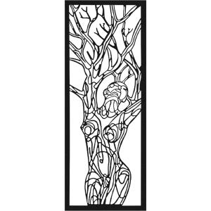 Décoration murale femme arbre de vie en métal noir 116x43 c…