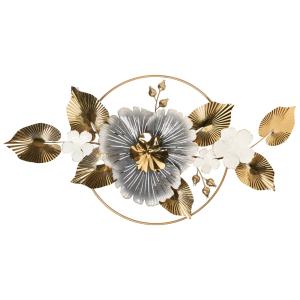 Décoration murale fleur métal 56 cm doré
