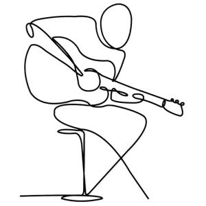 Décoration murale guitariste en métal noir 50x60 cm