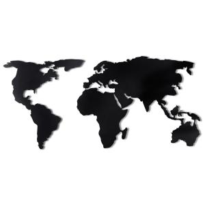 Décoration murale mapp de la terre l120xh60cm métal noir