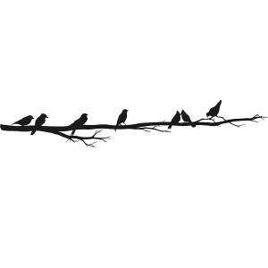 Décoration murale oiseaux sur branche en métal noir 90x16 c…