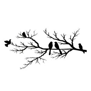 Décoration murale oiseaux sur branche en métal noir 90x45 c…