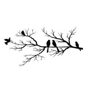 Décoration murale oiseaux sur branche métal noir 120x60 cm