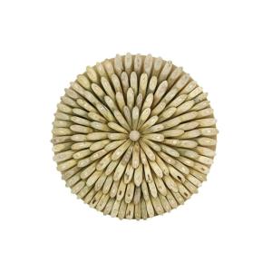 Décoration murale ronde en teck massif nature -