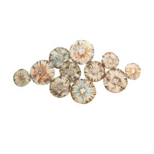 Décoration ronde murale 120x60 cm métal peint florale festi…