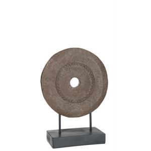 Décoration ronde sur socle en résine marron 35x14x47 cm