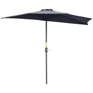 Demi-parasol 2,7x1,4m avec manivelle polyester gris
