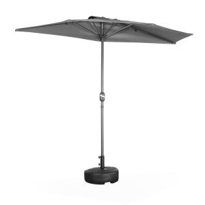 Demi parasol de balcon droit mât en aluminium toile grise D…