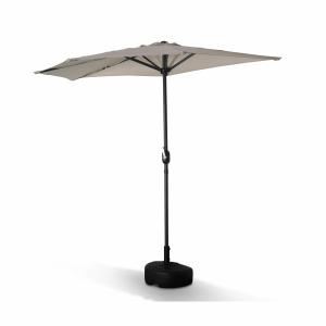 Demi parasol de balcon droit mât en aluminium toile sable D…