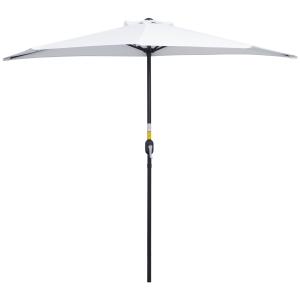 Demi parasol de balcon manivelle acier polyester blanc