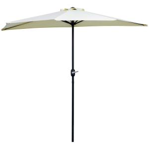 Demi parasol de balcon manivelle acier polyester crème